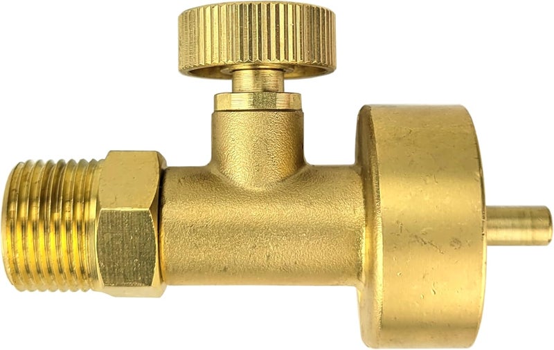 Sa - Propane Adaptor with Valve - CGA-600 (1 Lb or 14.1 Oz Tank/Canister) to CGA-200 (Size MC Acetylene Regulator) - Image 1